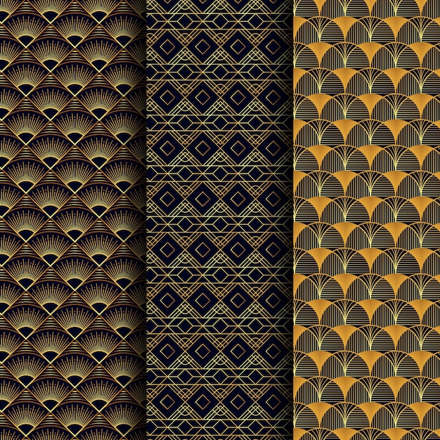 Gradient art deco pattern collection