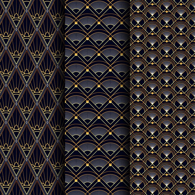 Gradient art deco pattern set
