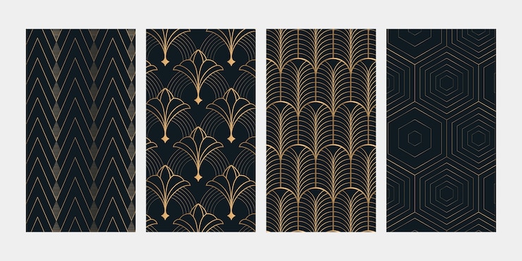 Free Vector gradient art deco seamless pattern collection