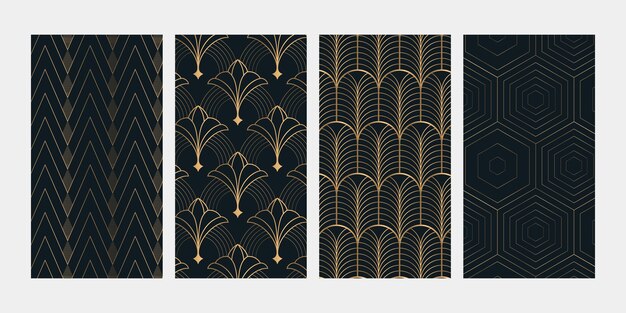 Gradient art deco seamless pattern collection