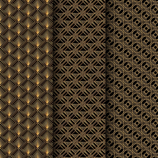 Gradient art deco seamless pattern pack