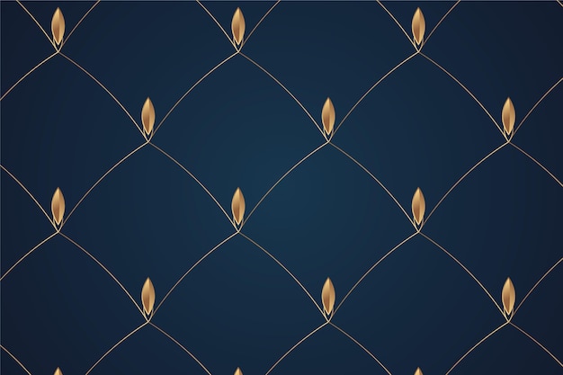 Free vector gradient art deco seamless pattern with golden leaves