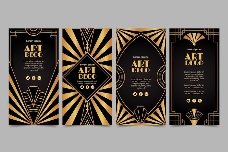 Free Vector gradient art deco story collection