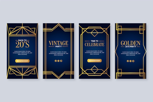 Free vector gradient art deco story set