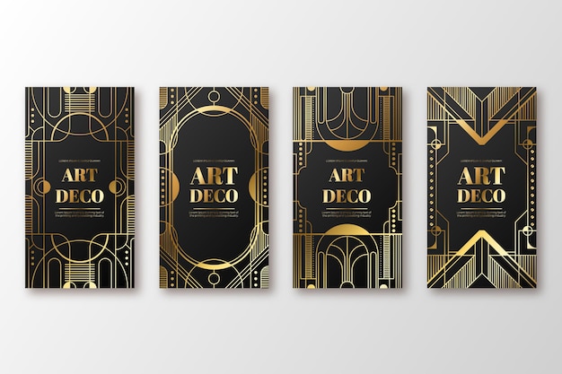 Free vector gradient art deco story set