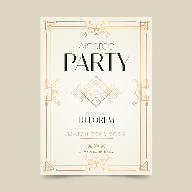 Gradient art deco template of party poster