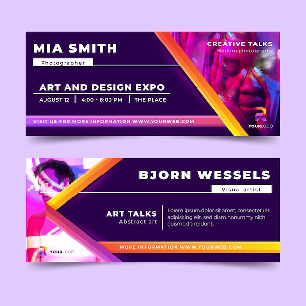 Gradient art expo banners design