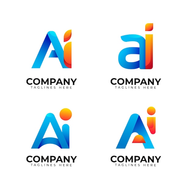 Free vector gradient artificial intelligence logo collection