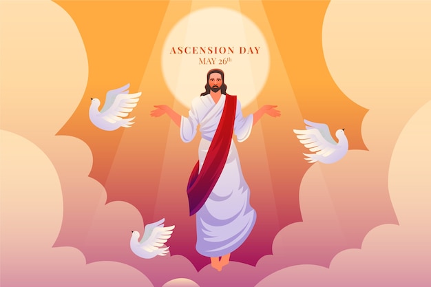 Vettore gratuito illustrazione del giorno dell'ascensione gradiente