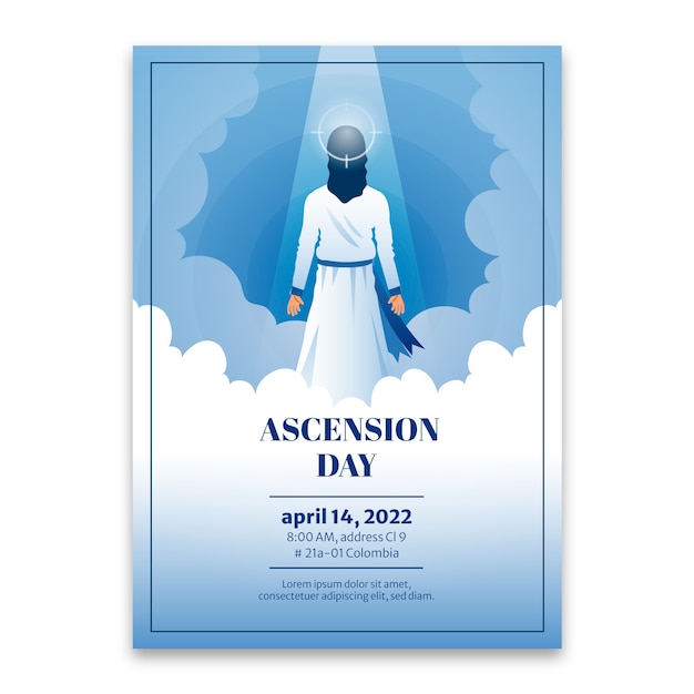 Free vector gradient ascension day poster template