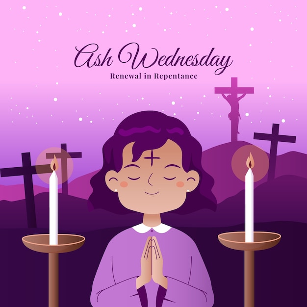 Free vector gradient ash wednesday illustration