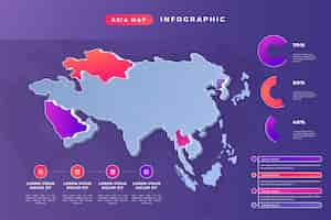 Vettore gratuito gradiente mappa asia infografica