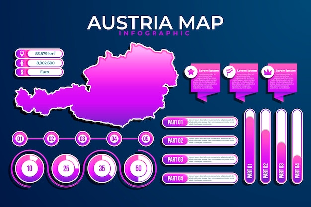 Vettore gratuito gradiente austria mappa infografica