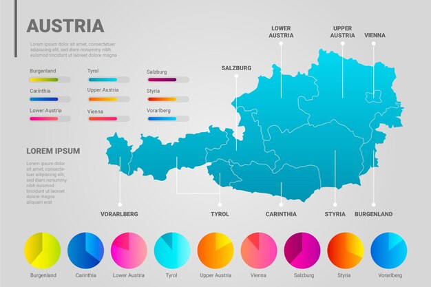그라데이션 오스트리아지도 infographic