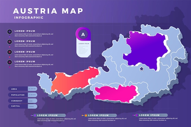 Бесплатное векторное изображение Градиент австрии карта инфографики