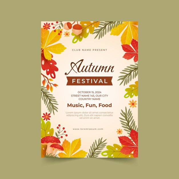 Gradient autumn festival poster template