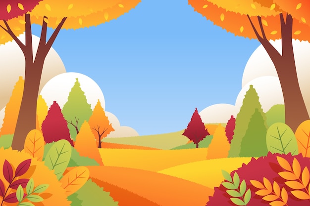 Gradient autumn landscape with trees