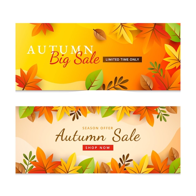 Free vector gradient autumn sale banners set