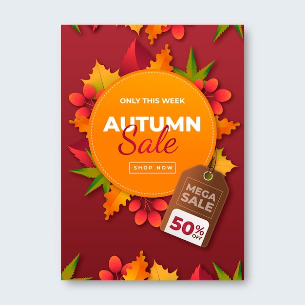 Free vector gradient autumn sale vertical poster template