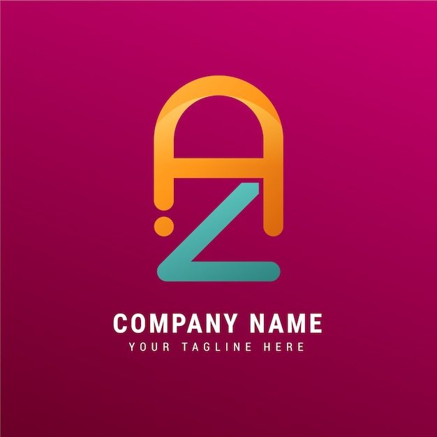 Бесплатное векторное изображение Шаблон логотипа градиента az или za