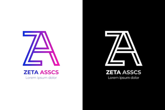 Free vector gradient az or za logo template