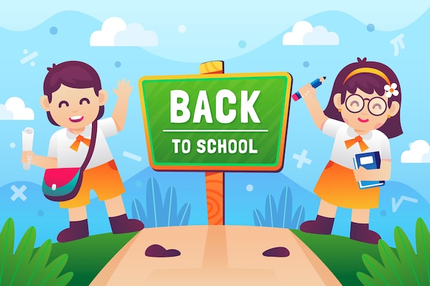 Free vector gradient back to school background with students