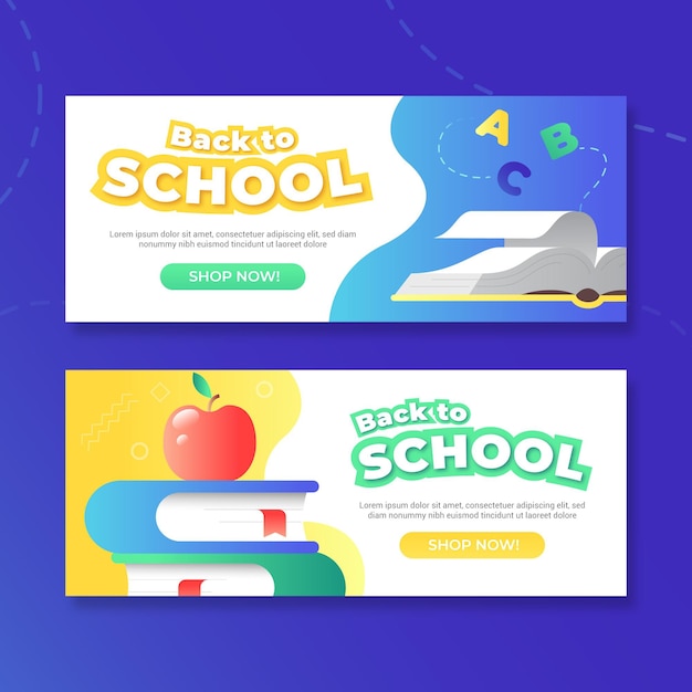 Free vector gradient back to school banners set