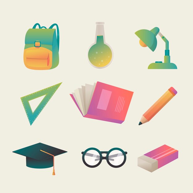 Gradient back to school elements collection