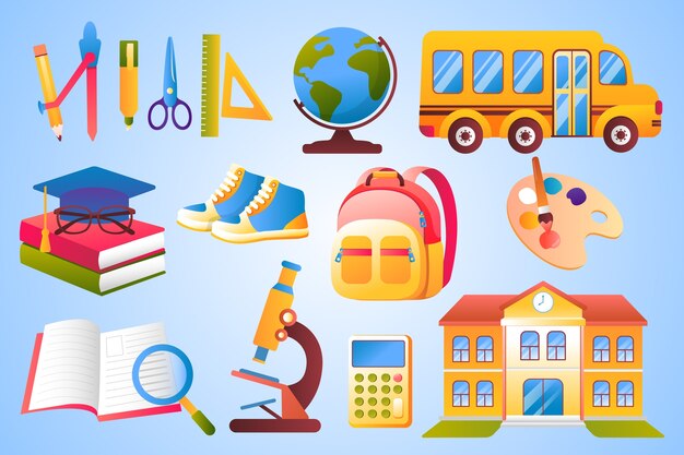 Free Vector gradient back to school elements collection