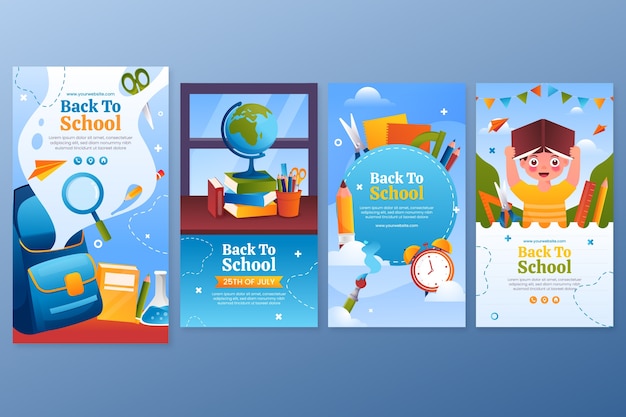 gradient back to school instagram stories collection