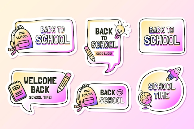 Gradient back to school labels collection