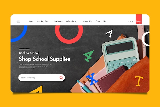 Free vector gradient back to school landing page template with photo