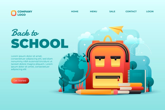 Free vector gradient back to school landing page template