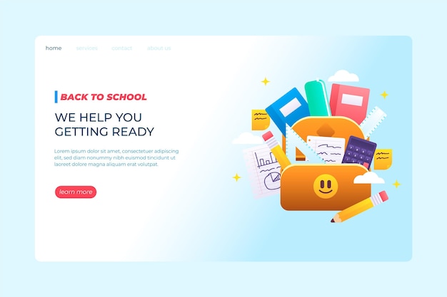 Gradient back to school landing page template