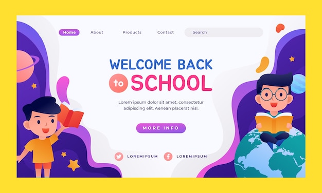 Gradient back to school landing page template