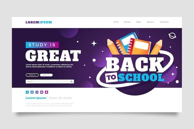 Gradient back to school landing page template