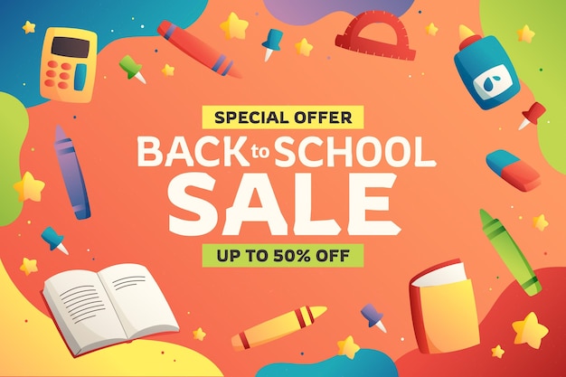 Free vector gradient back to school sale background