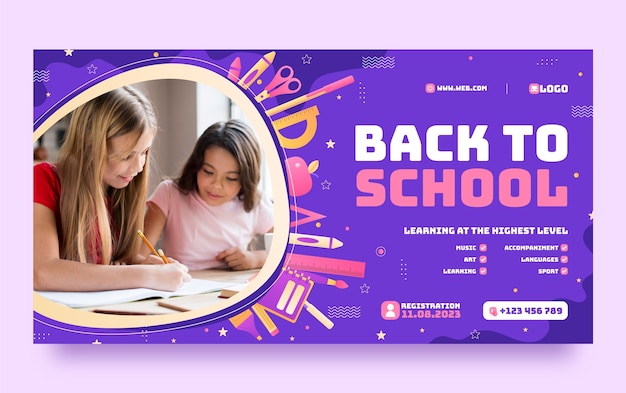 Gradient back to school social media post template