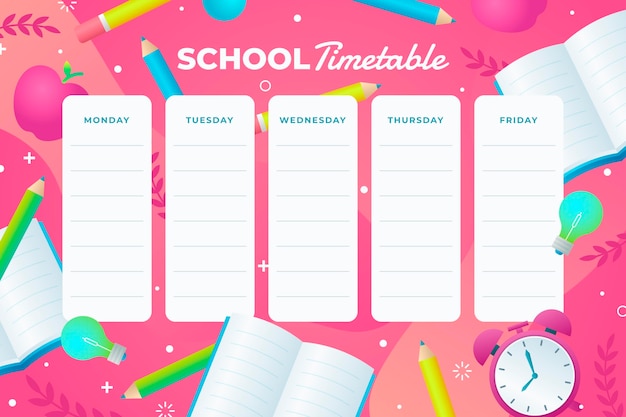 Gradient back to school timetable template