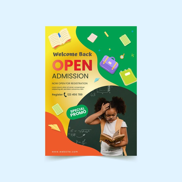 Free Vector gradient back to school vertical poster template with photo