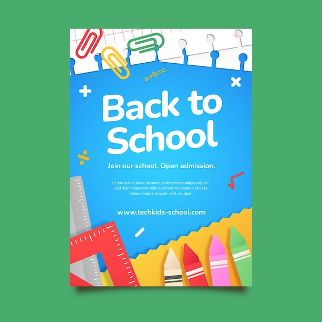 Gradient back to school vertical poster template