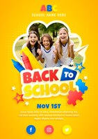 gradient back to school vertical flyer template with photo