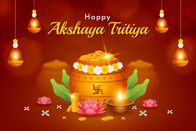 Free vector gradient background for akshaya tritiya festival celebration