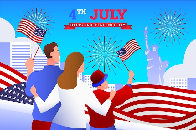 Free vector gradient background for american 4th of july celebration