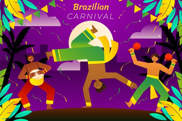 Vettore gratuito sfondo gradiente per la celebrazione del carnevale brasiliano