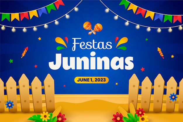 Free vector gradient background for brazilian festas juninas celebration