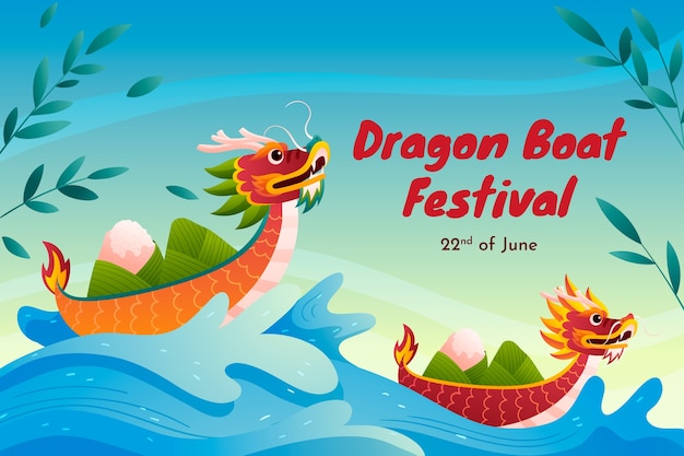 Vettore gratuito sfondo sfumato per la celebrazione del festival della barca del drago cinese