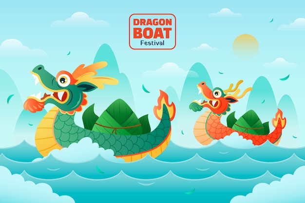 Free vector gradient background for chinese dragon boat festival celebration