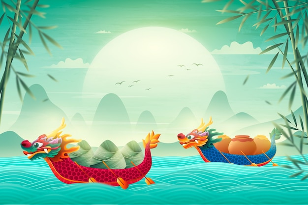 Gradient background for chinese dragon boat festival celebration