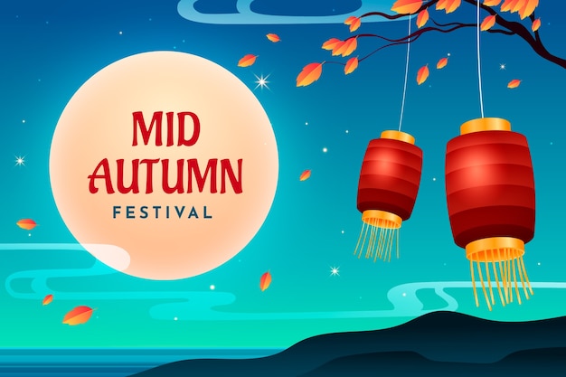 Free vector gradient background for chinese mid-autumn festival celebration